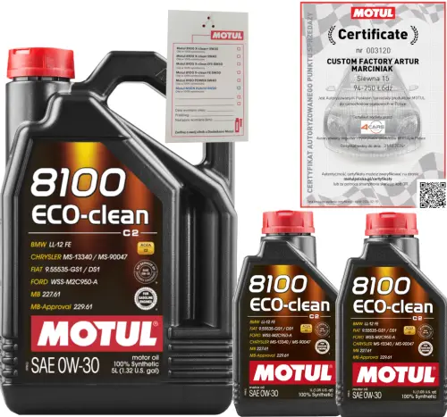 MOTUL 8100 ECO-CLEAN 0W30 7L FORD WSS-M2C950-A BMW LL-12 FE + ZAWIESZKA Oferta